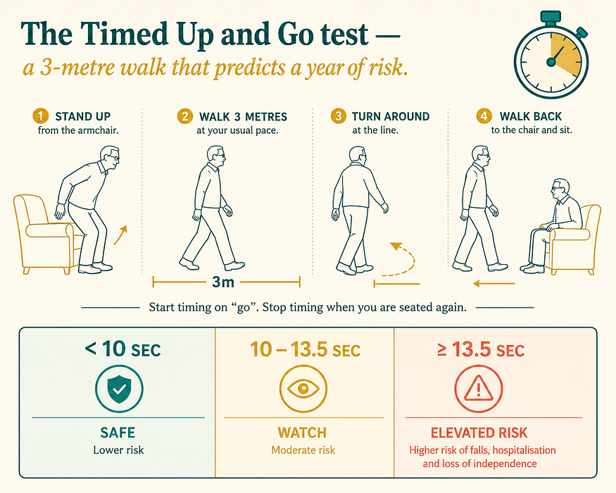 Timed Up and Go (TUG) test — interpretation chart